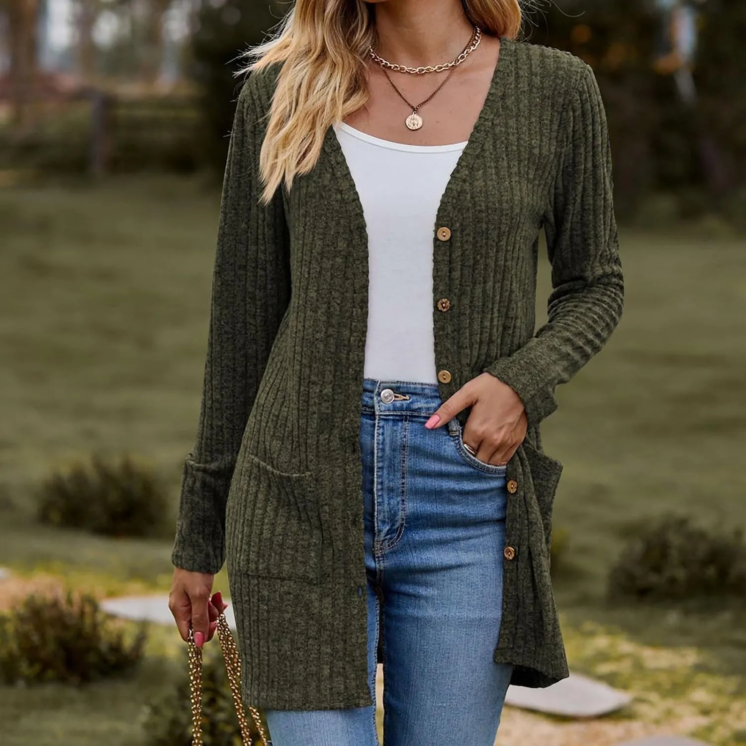 Womens 2024 Fall Fashion Cardigan Lightweight Soft Knit Cardigans Long Sleeve Open Front Outwear Coats