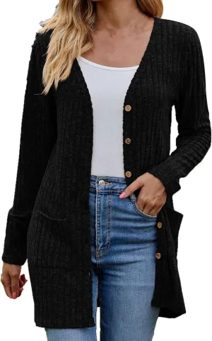 Womens 2024 Fall Fashion Cardigan Lightweight Soft Knit Cardigans Long Sleeve Open Front Outwear Coats