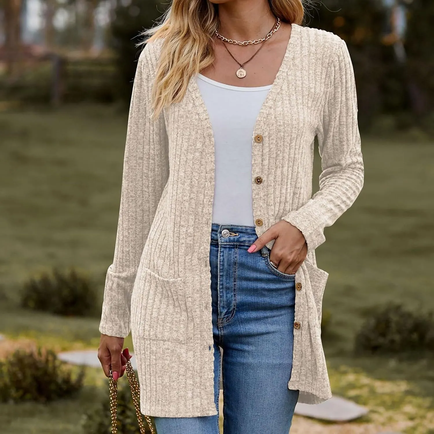 Womens 2024 Fall Fashion Cardigan Lightweight Soft Knit Cardigans Long Sleeve Open Front Outwear Coats
