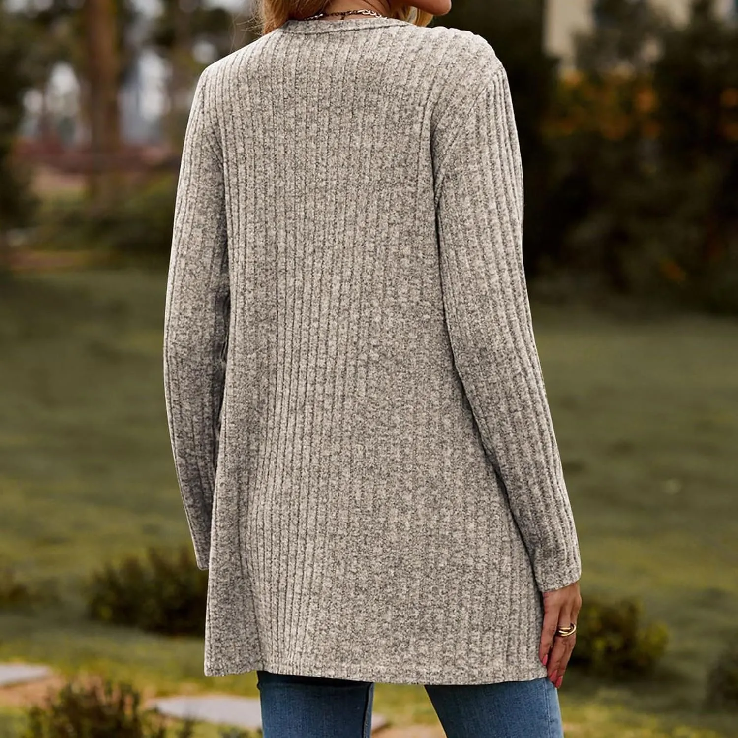 Womens 2024 Fall Fashion Cardigan Lightweight Soft Knit Cardigans Long Sleeve Open Front Outwear Coats