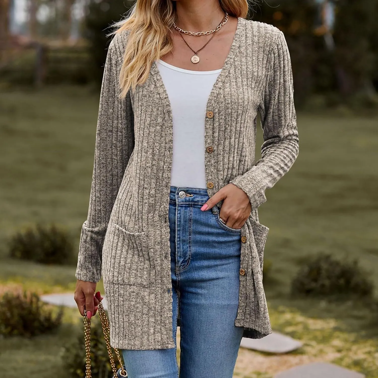 Womens 2024 Fall Fashion Cardigan Lightweight Soft Knit Cardigans Long Sleeve Open Front Outwear Coats