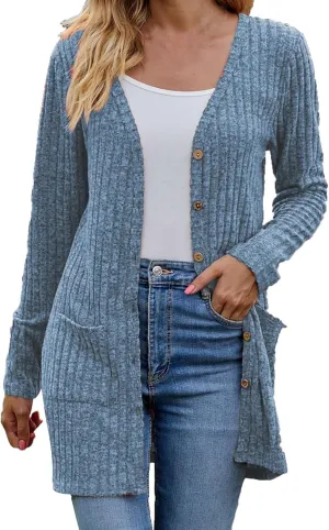Womens 2024 Fall Fashion Cardigan Lightweight Soft Knit Cardigans Long Sleeve Open Front Outwear Coats