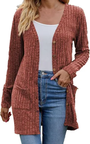 Womens 2024 Fall Fashion Cardigan Lightweight Soft Knit Cardigans Long Sleeve Open Front Outwear Coats