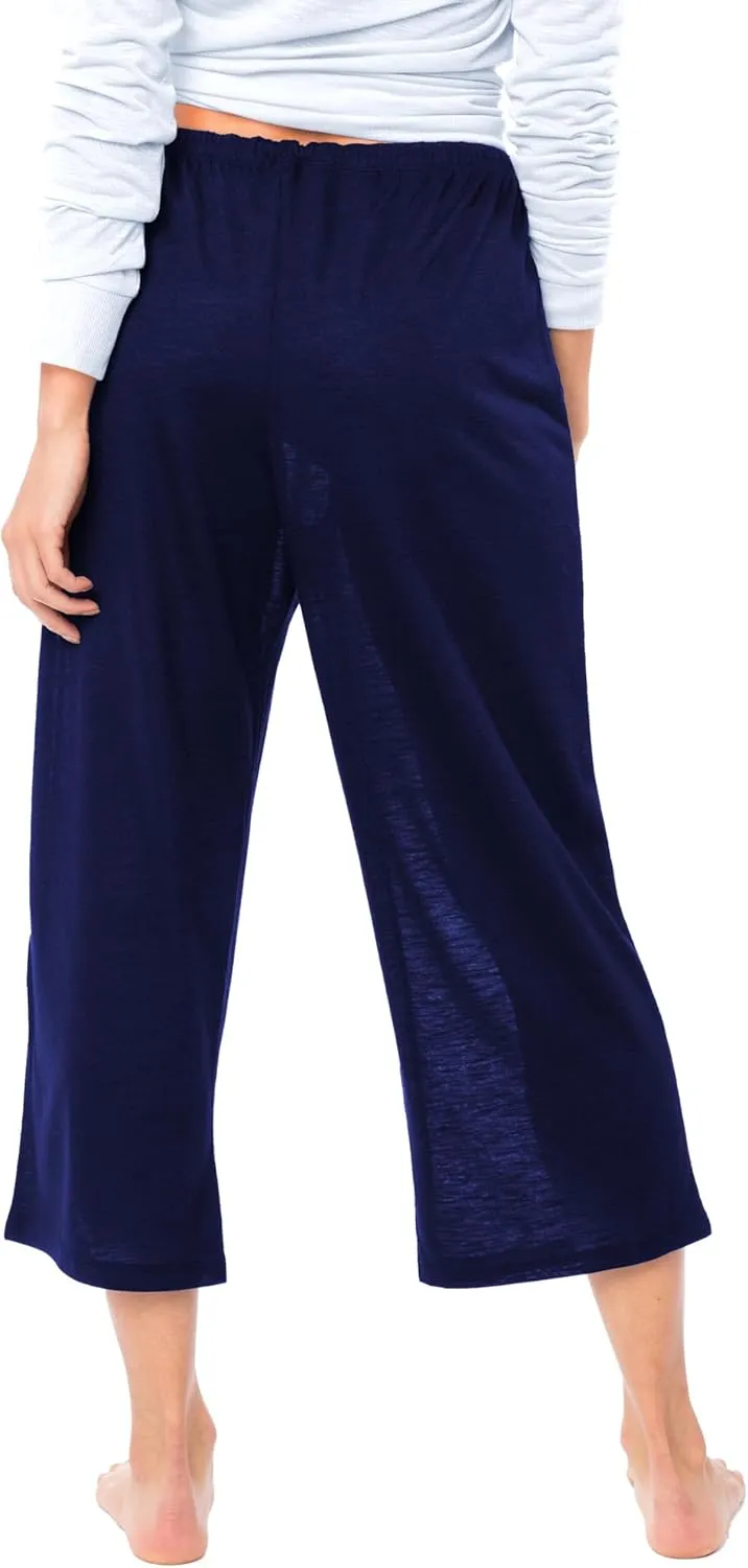 Women's 4 Pack Casual Active Relaxed Flowy Fit Capri Semi Sheer Cropped Bermuda Short Lounge Pants