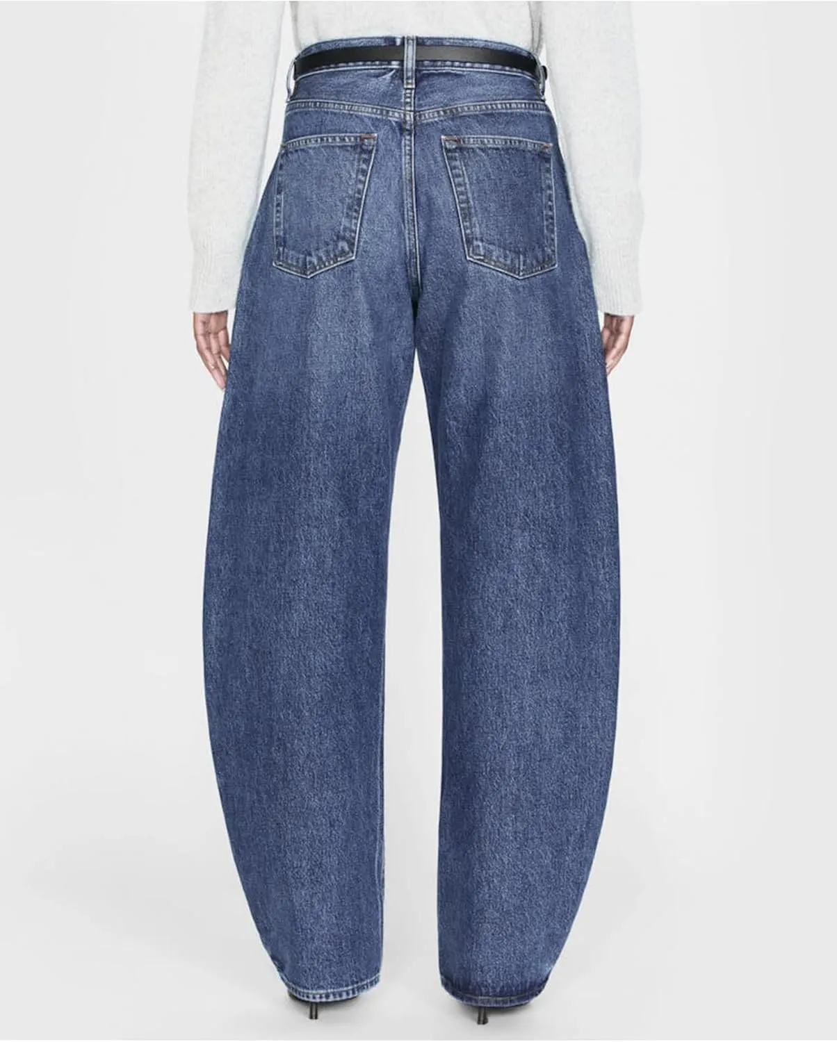 Women's Barrel Jeans High Rise Wide Leg Tapered Jeans Baggy Boyfriend Pants with Pockets