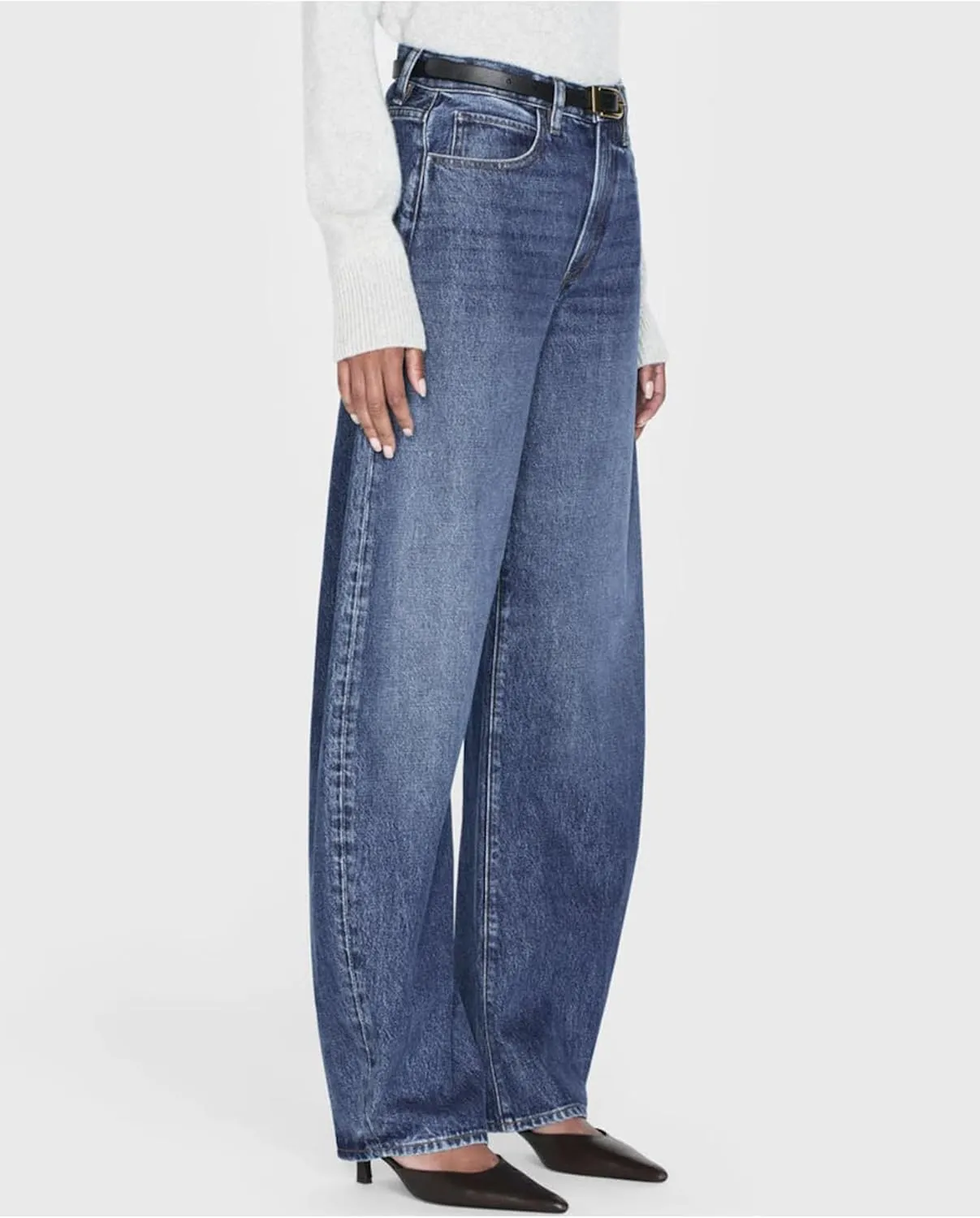 Women's Barrel Jeans High Rise Wide Leg Tapered Jeans Baggy Boyfriend Pants with Pockets