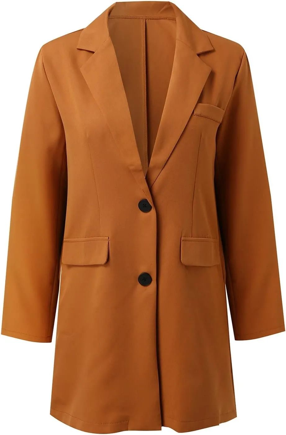 Womens Big Notch Lapel Single Breasted Pea Coats Warm Winter Wool Blend Overcoats Elegant Long Suit Jacket Blazers