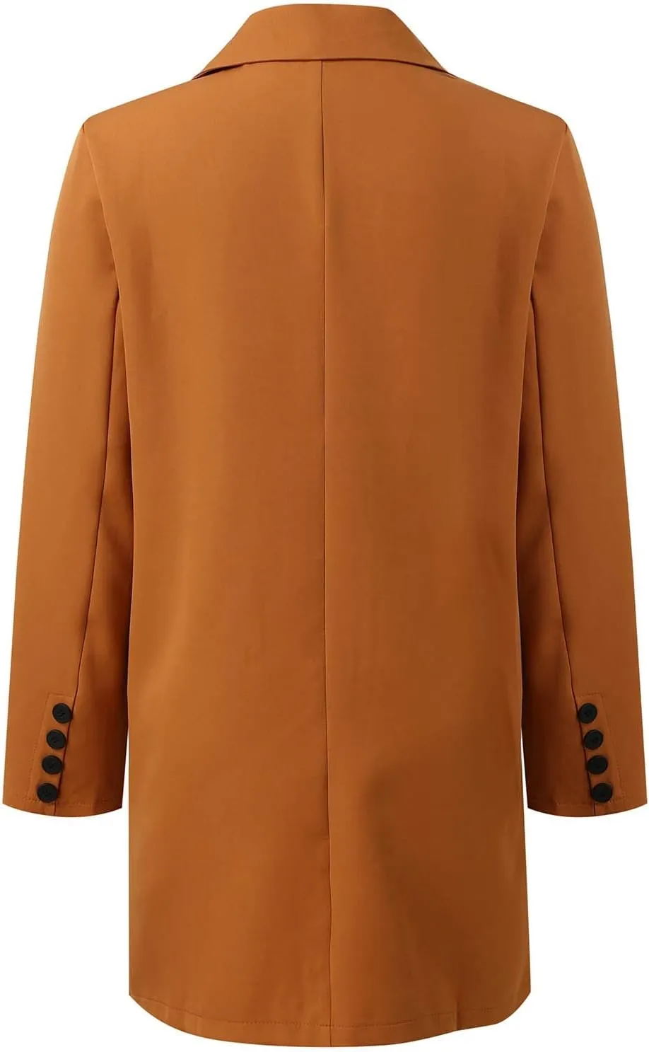 Womens Big Notch Lapel Single Breasted Pea Coats Warm Winter Wool Blend Overcoats Elegant Long Suit Jacket Blazers