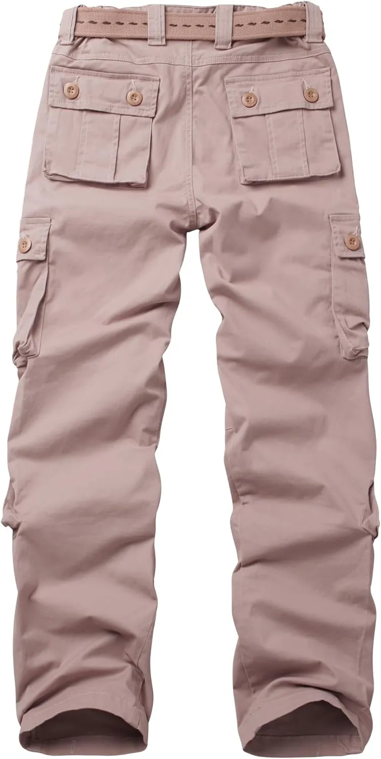 Women's Cargo Pants Relaxed Fit Camo Pants Straight Leg Casual Stretch Work Pants with 9 Pockets