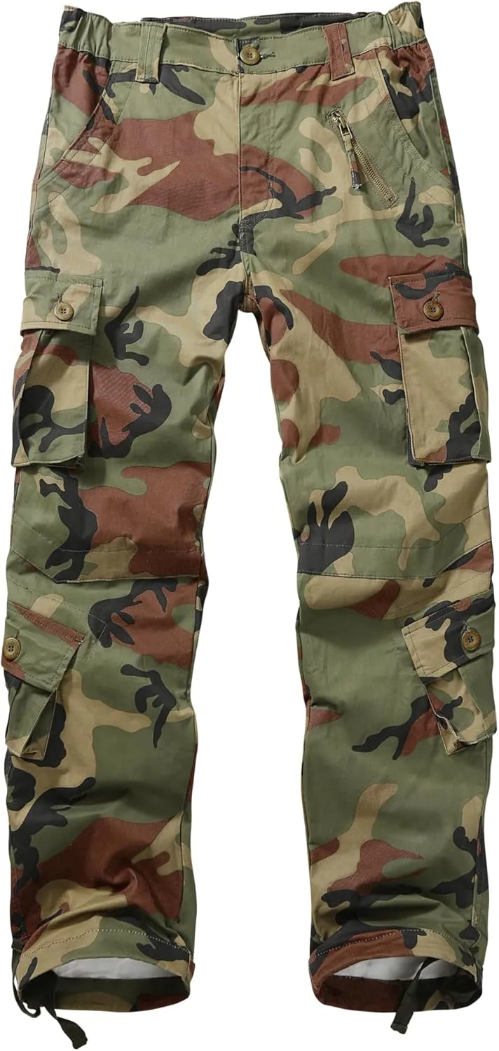 Women's Cargo Pants Relaxed Fit Camo Pants Straight Leg Casual Stretch Work Pants with 9 Pockets