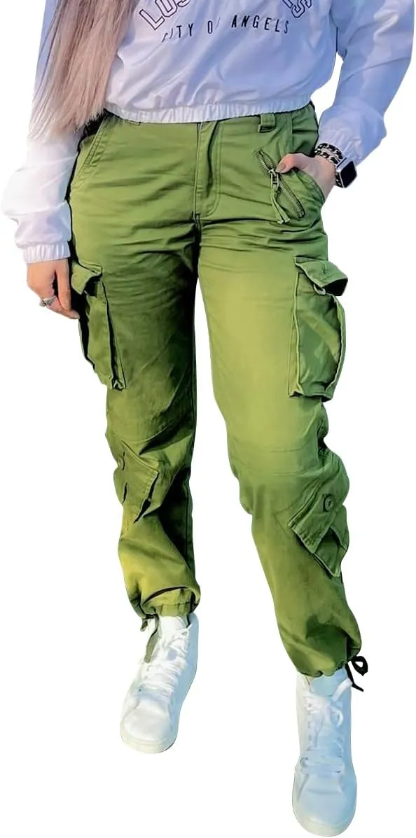Women's Cargo Pants Relaxed Fit Camo Pants Straight Leg Casual Stretch Work Pants with 9 Pockets