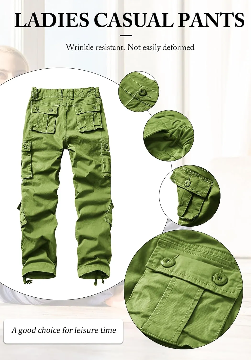 Women's Cargo Pants Relaxed Fit Camo Pants Straight Leg Casual Stretch Work Pants with 9 Pockets