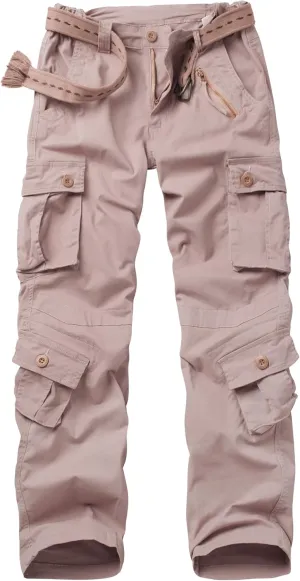 Women's Cargo Pants Relaxed Fit Camo Pants Straight Leg Casual Stretch Work Pants with 9 Pockets