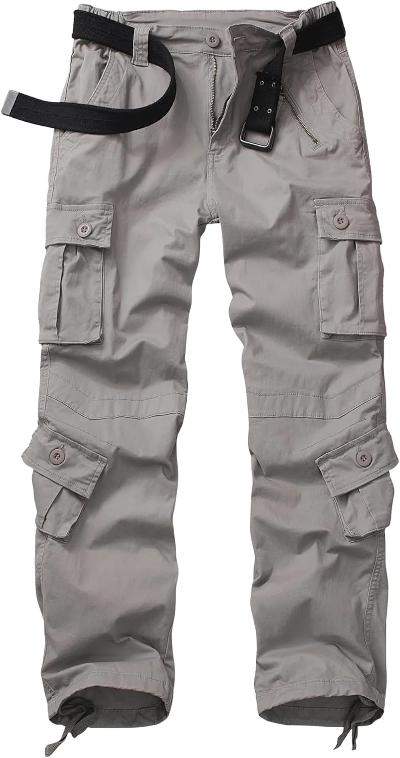 Women's Cargo Pants Relaxed Fit Camo Pants Straight Leg Casual Stretch Work Pants with 9 Pockets