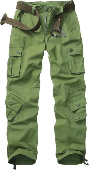 Women's Cargo Pants Relaxed Fit Camo Pants Straight Leg Casual Stretch Work Pants with 9 Pockets