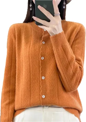 Women's Cashmere Cardigan Sweater Casual Soft Long Sleeve Button Down Knitted Sweater Jacket