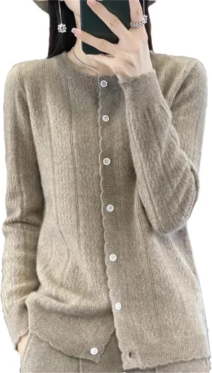 Women's Cashmere Cardigan Sweater Casual Soft Long Sleeve Button Down Knitted Sweater Jacket