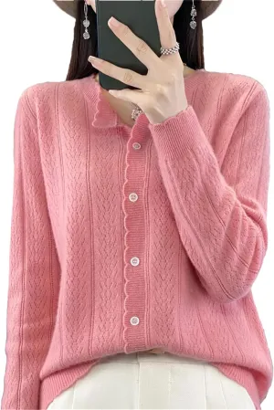 Women's Cashmere Cardigan Sweater Casual Soft Long Sleeve Button Down Knitted Sweater Jacket