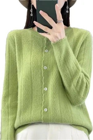 Women's Cashmere Cardigan Sweater Casual Soft Long Sleeve Button Down Knitted Sweater Jacket