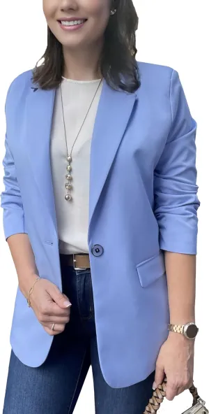 Womens Casual Blazers for Work Long Sleeve Jackets Boyfriend Blazer for Women Business Office Lightweight Jacket