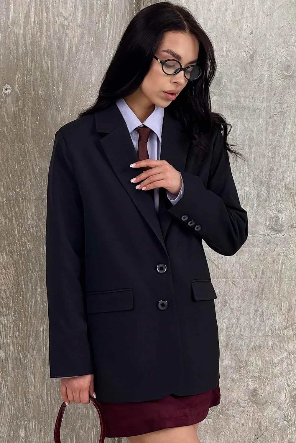 Womens Casual Blazers for Work Long Sleeve Jackets Boyfriend Blazer for Women Business Office Lightweight Jacket
