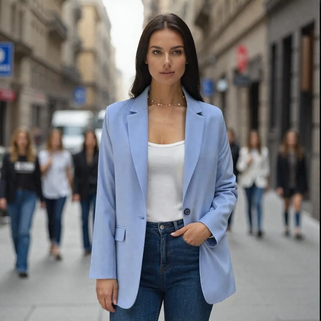 Womens Casual Blazers for Work Long Sleeve Jackets Boyfriend Blazer for Women Business Office Lightweight Jacket