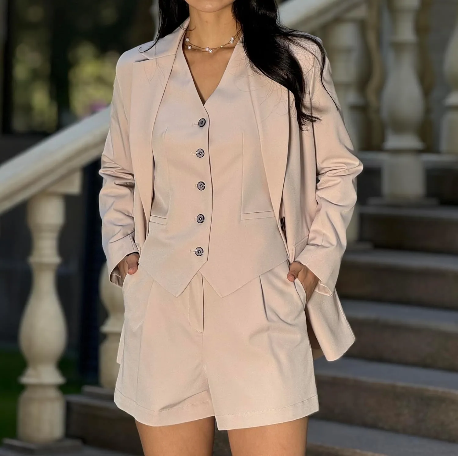 Womens Casual Blazers for Work Long Sleeve Jackets Boyfriend Blazer for Women Business Office Lightweight Jacket
