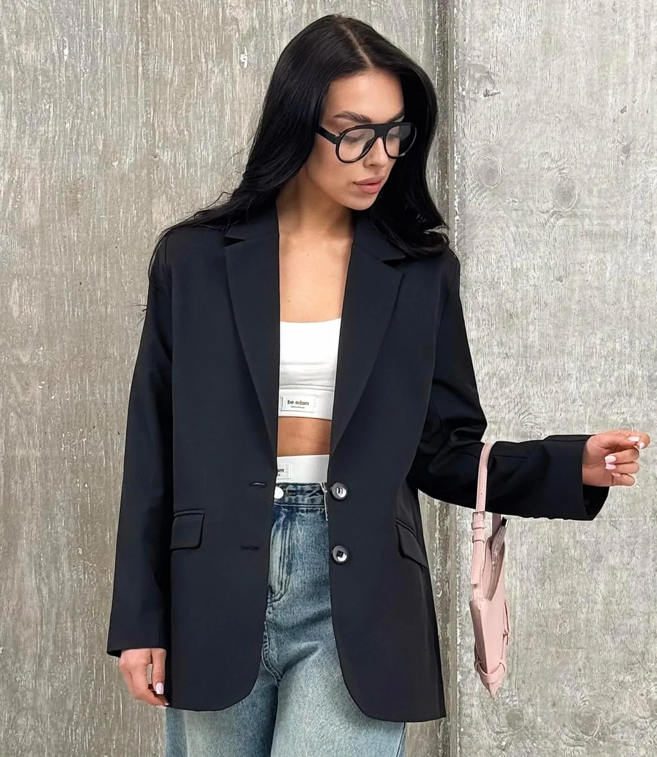 Womens Casual Blazers for Work Long Sleeve Jackets Boyfriend Blazer for Women Business Office Lightweight Jacket