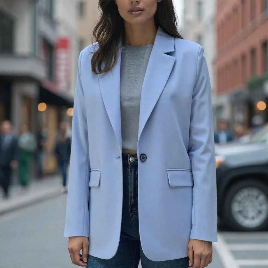 Womens Casual Blazers for Work Long Sleeve Jackets Boyfriend Blazer for Women Business Office Lightweight Jacket
