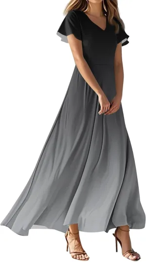 Women's Casual Short Sleeve Dresses Summer Loose T-Shirt Sundresses Gradient Swing Dresses Plus Size.