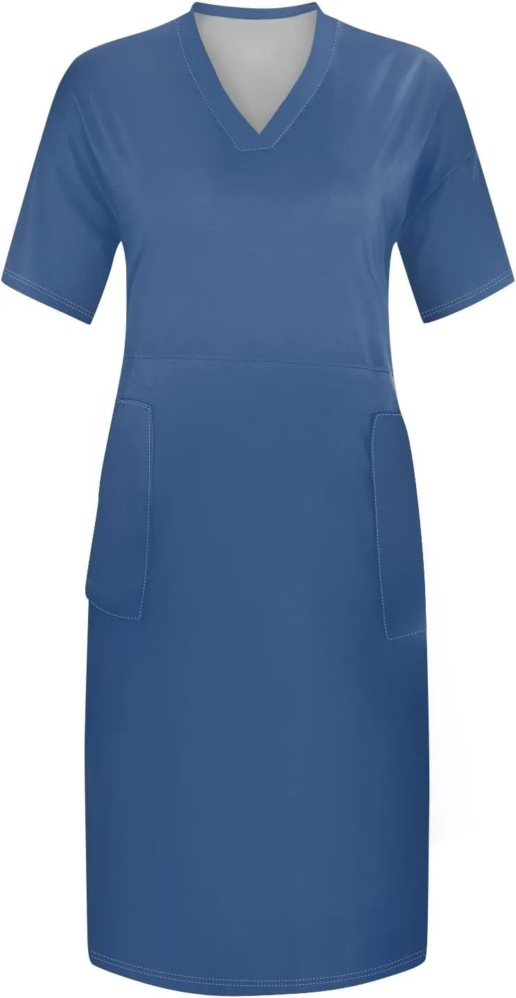 Women's Cruise Outfits 2025 Summer Casual Loose Trendy Short Sleeve V-Neck Solid Sun Beach Dress Plus Size, L-5XL
