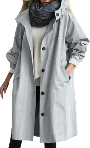 Women's Double Breasted Pea Coat Lapel Wool Blend Long Trench Jacket Winter Elegant Overcoat Outwear