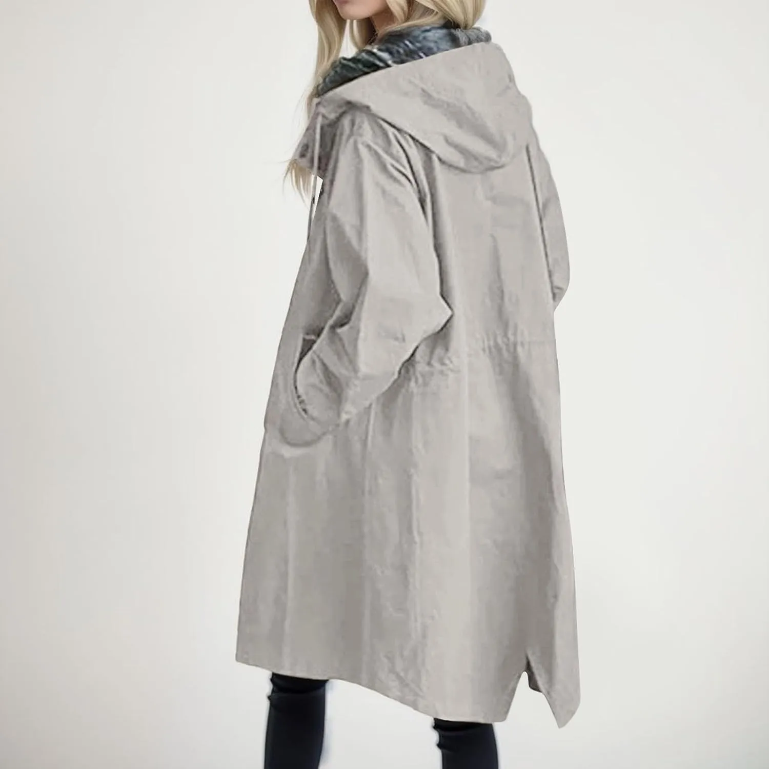 Women's Double Breasted Pea Coat Lapel Wool Blend Long Trench Jacket Winter Elegant Overcoat Outwear