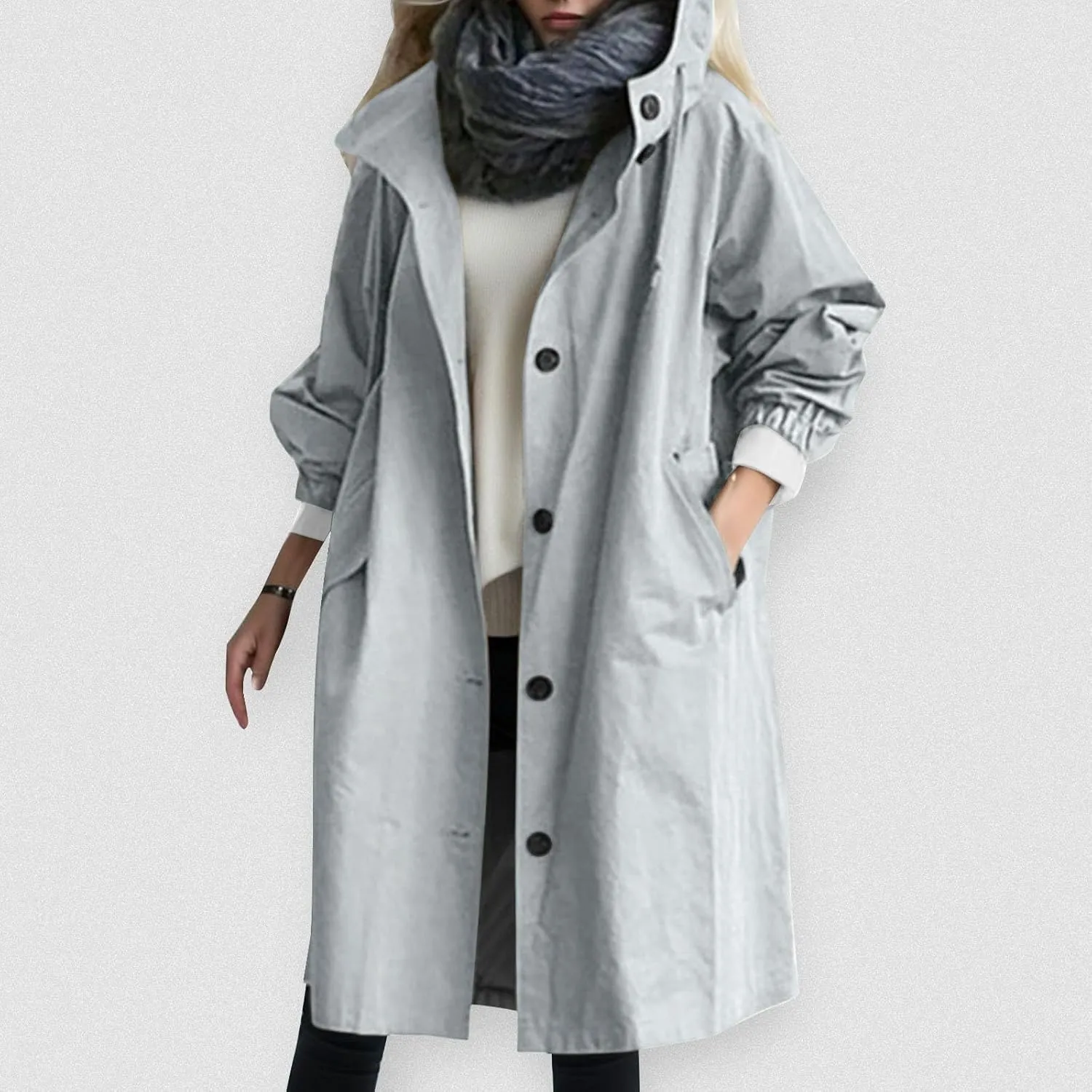 Women's Double Breasted Pea Coat Lapel Wool Blend Long Trench Jacket Winter Elegant Overcoat Outwear