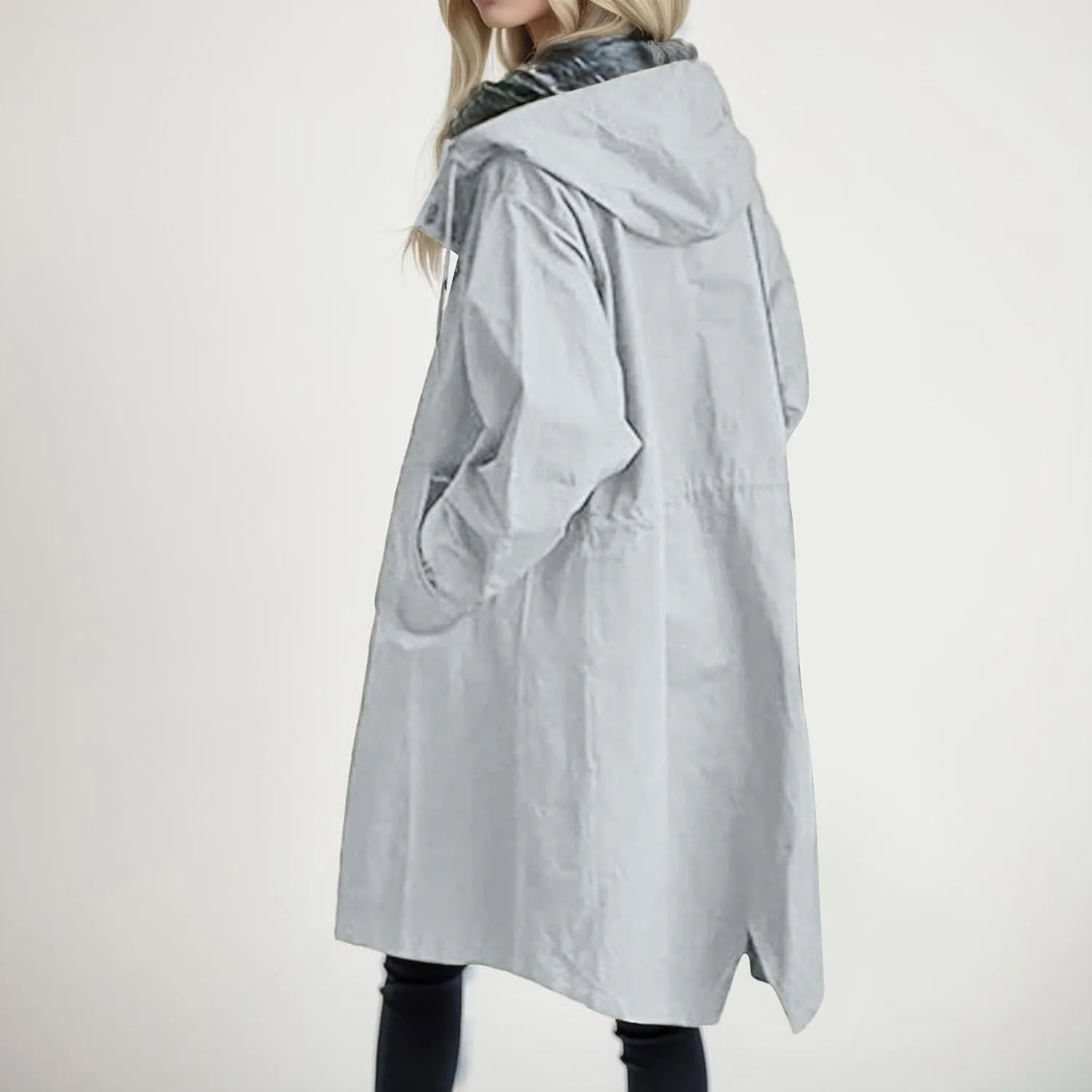 Women's Double Breasted Pea Coat Lapel Wool Blend Long Trench Jacket Winter Elegant Overcoat Outwear