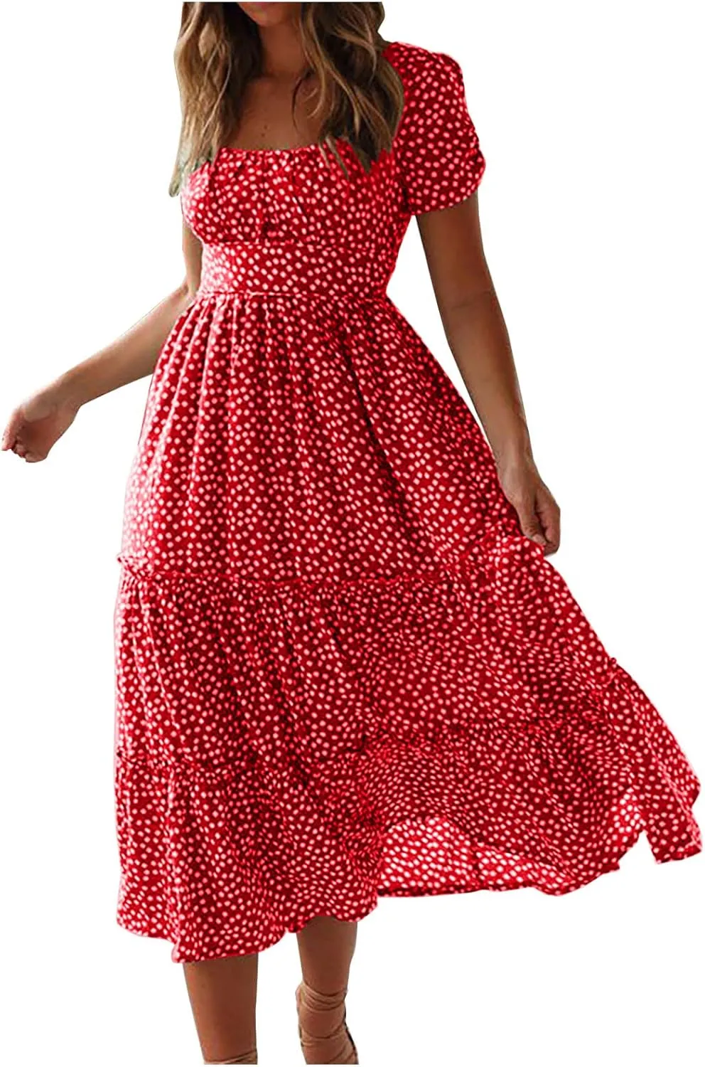 Womens Dresses Summer Plus Size Dresses Casual Short Sleeve Midi Dress Flowy Boho Sundresses Travel Printed Outfits