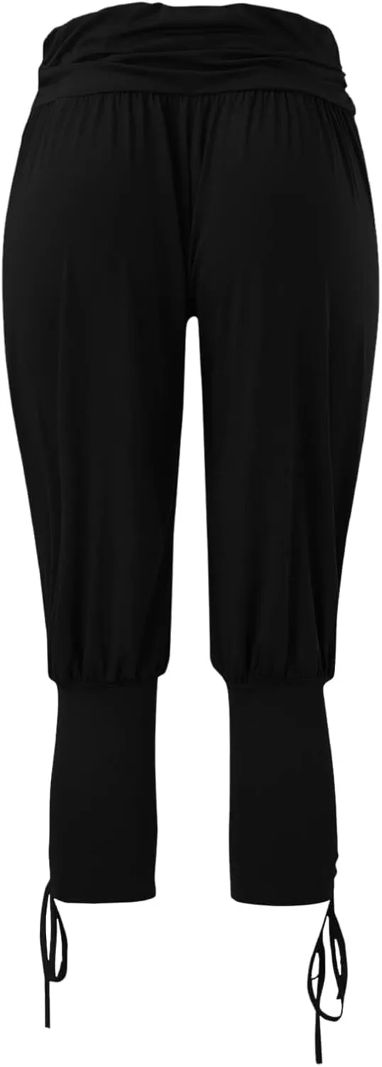Womens Hippie Ankle Banded Harem Yoga Pants Gypsy Aladdin Pants Medieval Viking Navigator Pirate Renaissance Pants