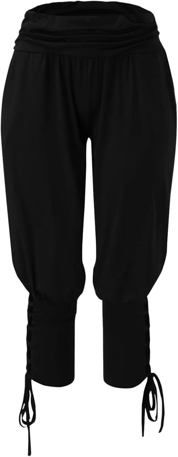 Womens Hippie Ankle Banded Harem Yoga Pants Gypsy Aladdin Pants Medieval Viking Navigator Pirate Renaissance Pants