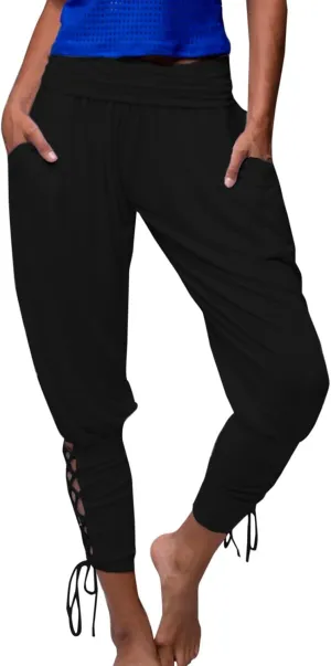 Womens Hippie Ankle Banded Harem Yoga Pants Gypsy Aladdin Pants Medieval Viking Navigator Pirate Renaissance Pants