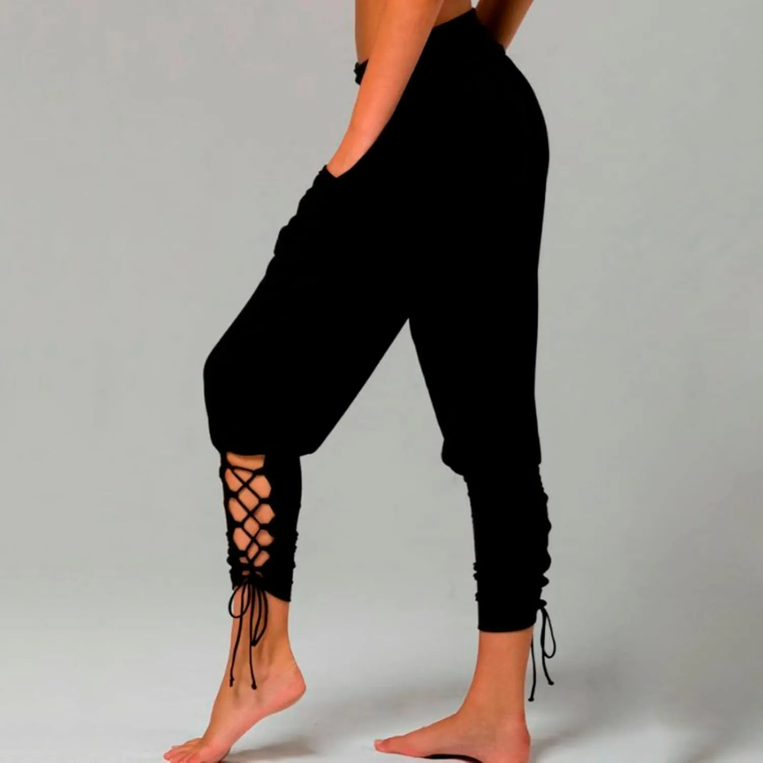 Womens Hippie Ankle Banded Harem Yoga Pants Gypsy Aladdin Pants Medieval Viking Navigator Pirate Renaissance Pants