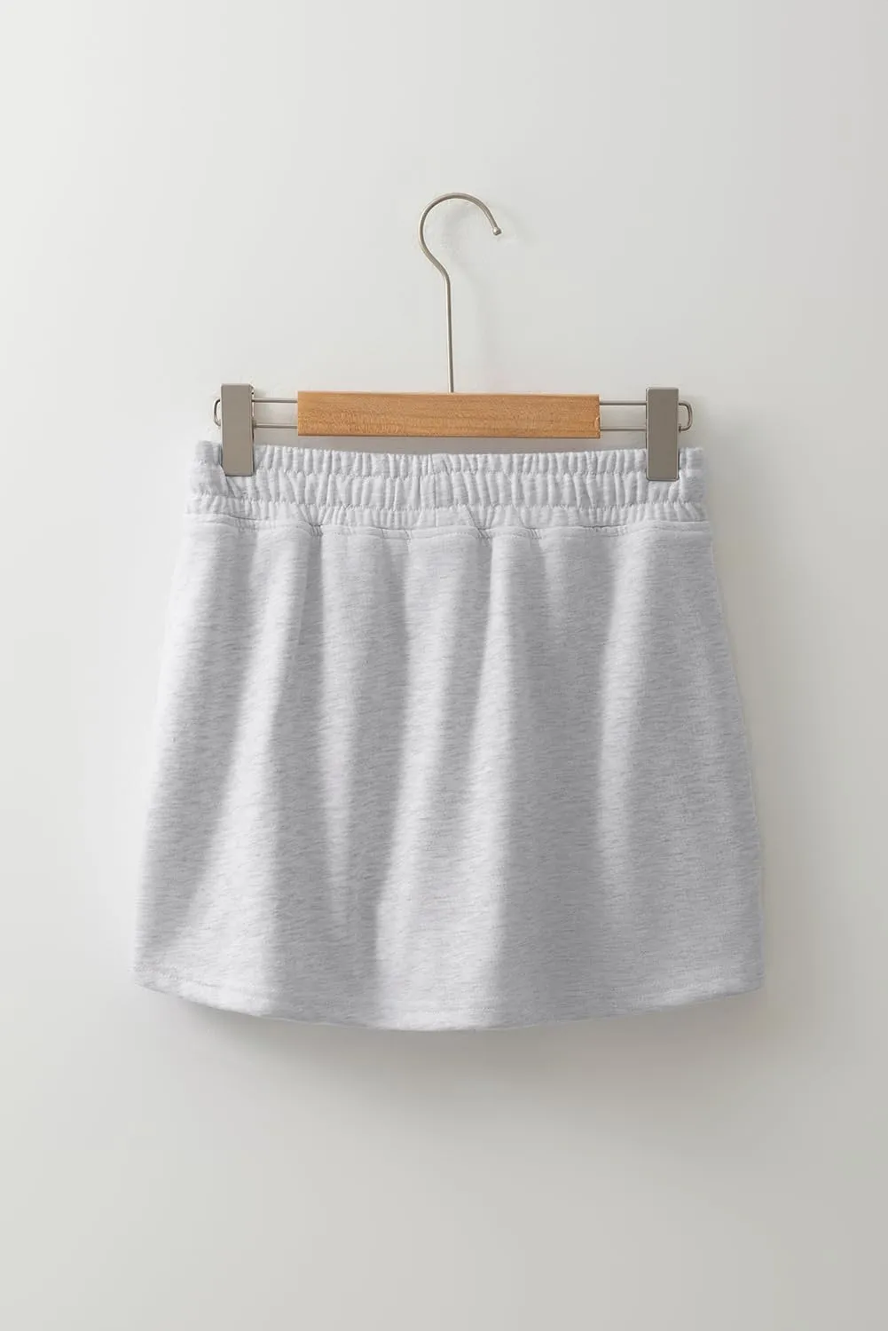Women's Light Grey French Terry Drawstring Mini Skort with Pockets