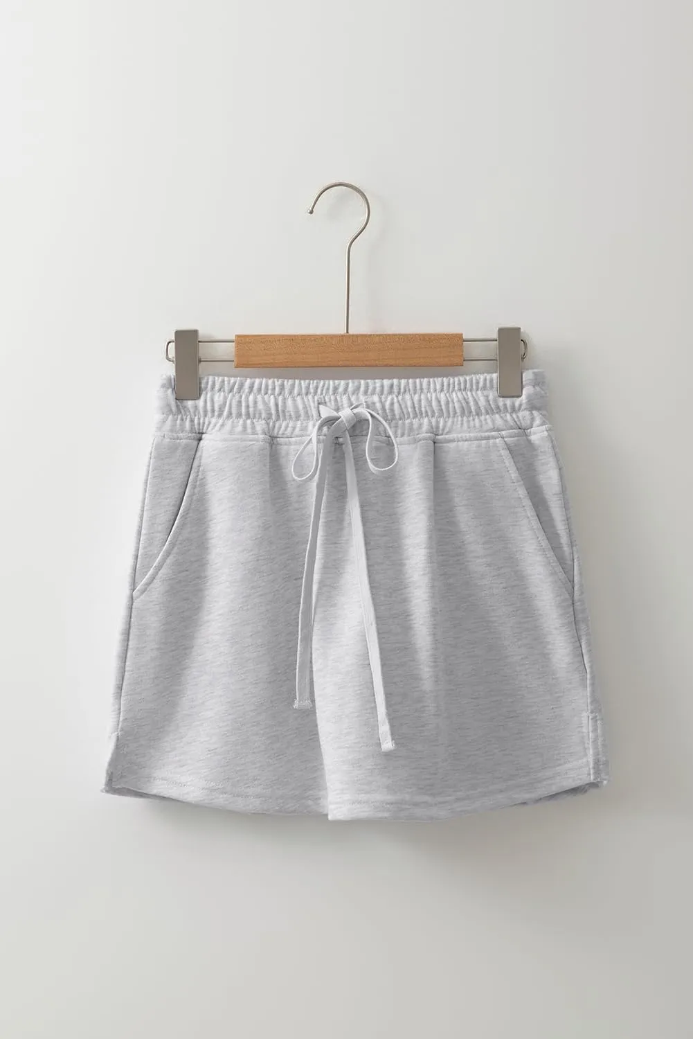 Women's Light Grey French Terry Drawstring Mini Skort with Pockets