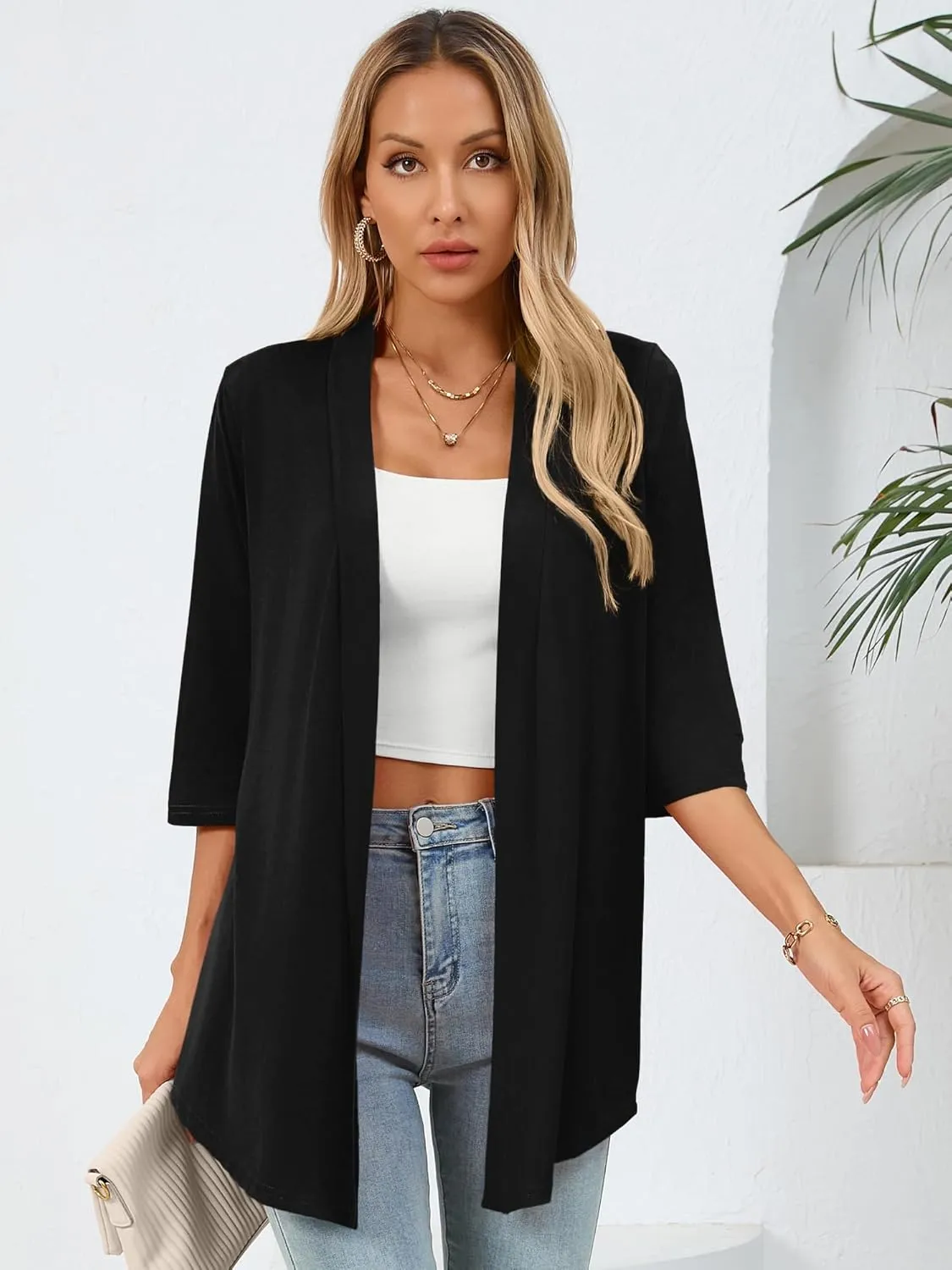 Women's Lightweight Open Front Cardigans Casual Soft Drape Spring Summer Fall Cardigan S-3XL