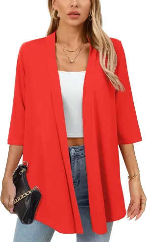 Women's Lightweight Open Front Cardigans Casual Soft Drape Spring Summer Fall Cardigan S-3XL
