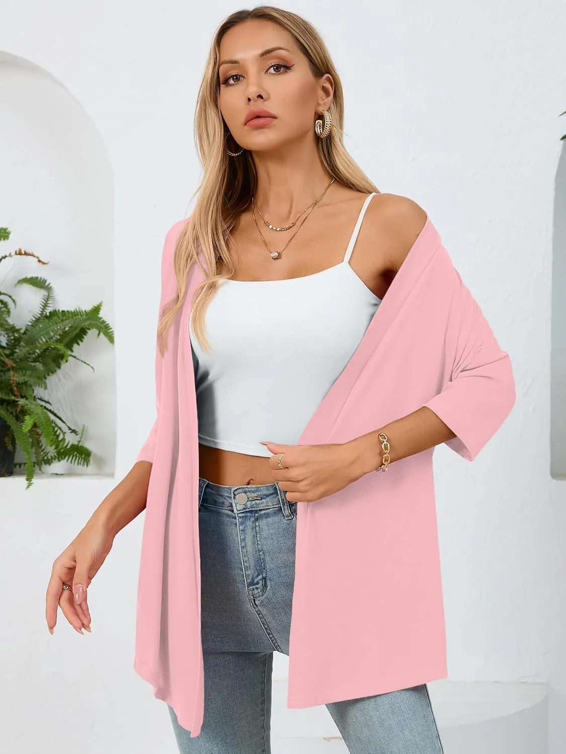 Women's Lightweight Open Front Cardigans Casual Soft Drape Spring Summer Fall Cardigan S-3XL