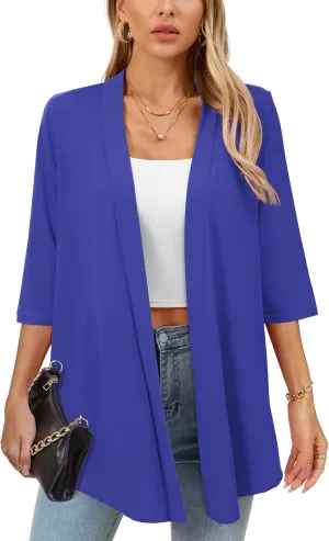 Women's Lightweight Open Front Cardigans Casual Soft Drape Spring Summer Fall Cardigan S-3XL