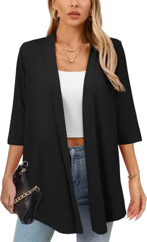 Women's Lightweight Open Front Cardigans Casual Soft Drape Spring Summer Fall Cardigan S-3XL
