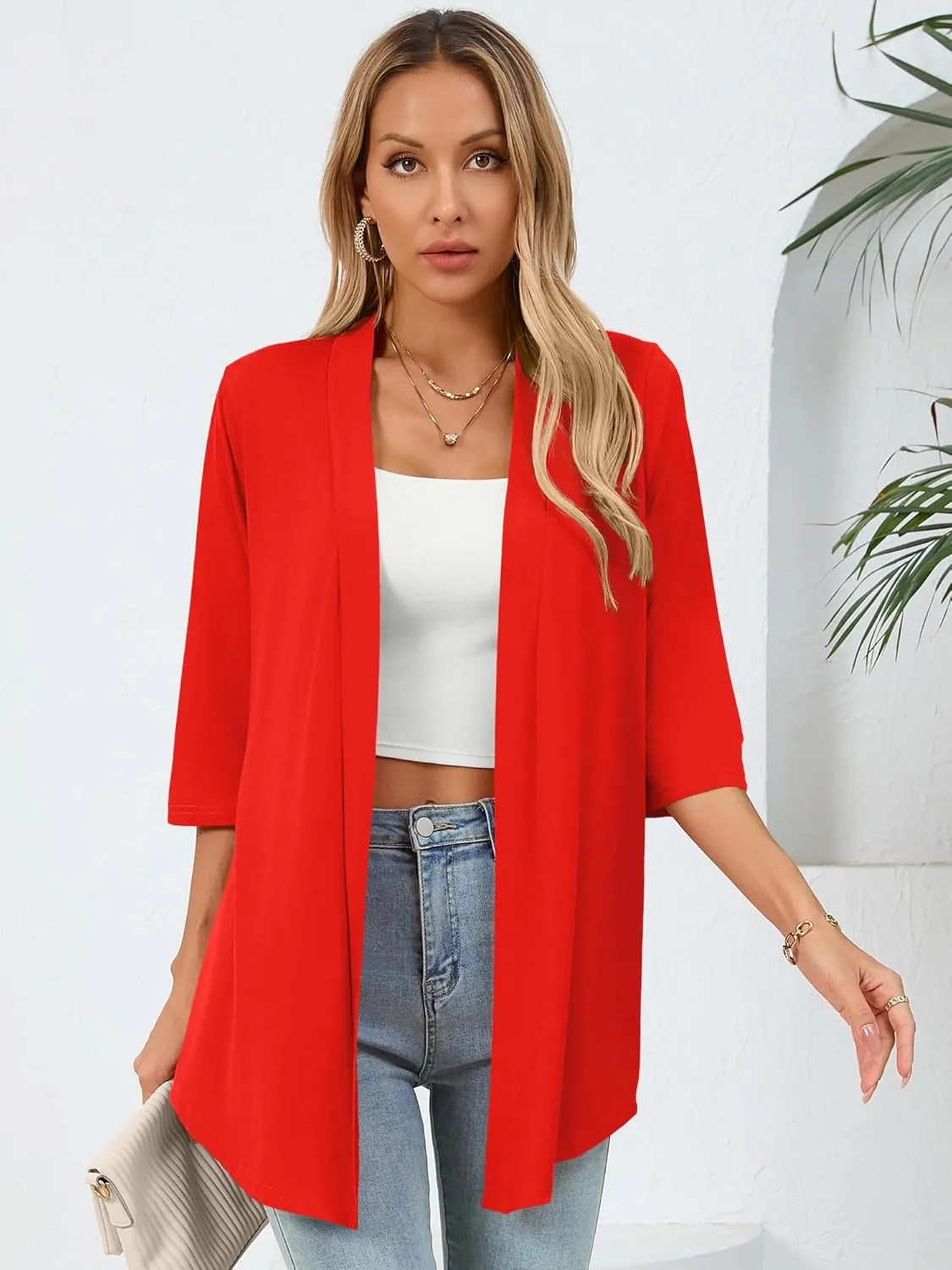 Women's Lightweight Open Front Cardigans Casual Soft Drape Spring Summer Fall Cardigan S-3XL