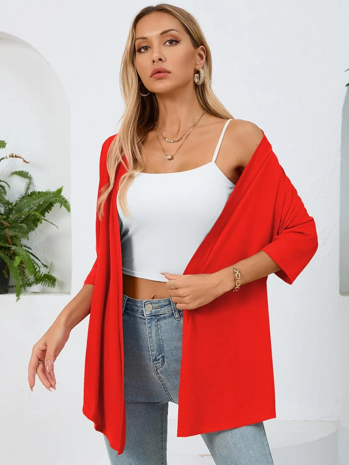 Women's Lightweight Open Front Cardigans Casual Soft Drape Spring Summer Fall Cardigan S-3XL
