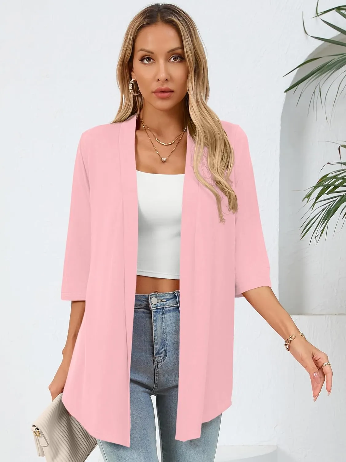 Women's Lightweight Open Front Cardigans Casual Soft Drape Spring Summer Fall Cardigan S-3XL